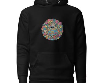 Trippy Octopus Hoodie - Fun Octo-Blast Graphic Sweatshirt - Psychedelic Monster Streetwear - Colorful Cartoon Art Hoodie - Unisex Pullover