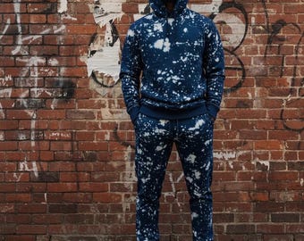 Men's Handmade Distressed Bleach Splatter Tracksuit