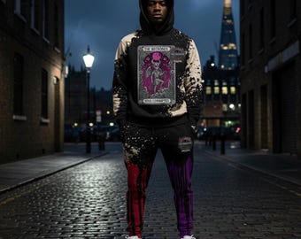 Men’s custom gothic theme  purple / black tracksuit