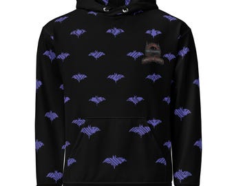 Soul Corrupted Bat Pattern Hoodie - Gothic Streetwear All-Over Print Sweatshirt - Alt Fashion Grunge Apparel - Premium Dark Aesthetic Bat