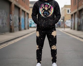 Men’s custom tracksuit bleach design with a special character