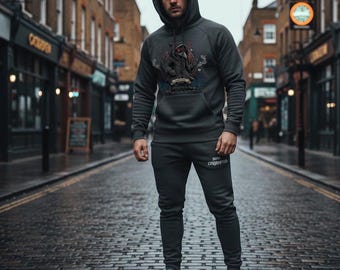 Men’s custom gothic cloaked raven tracksuit