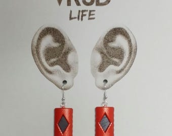 Drop Earrings, Hand Painted Wood Inlay, Lightweight Comfortable Jewelry