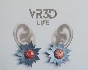 Flower shape stud earrings. Unique colors and look that will atract peoples atention!