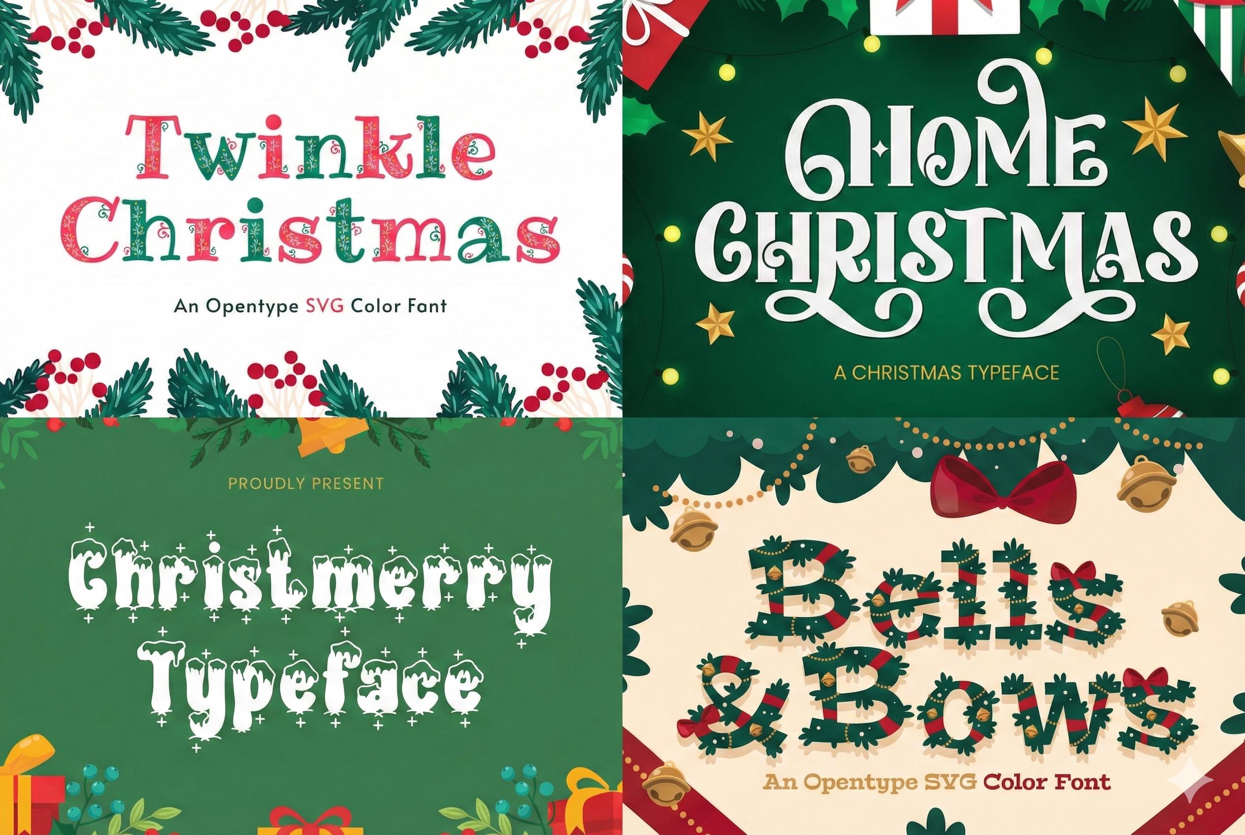 Christmas Font Bundle, 50 Holiday Fonts for Cricut, Festive Handwritten ...