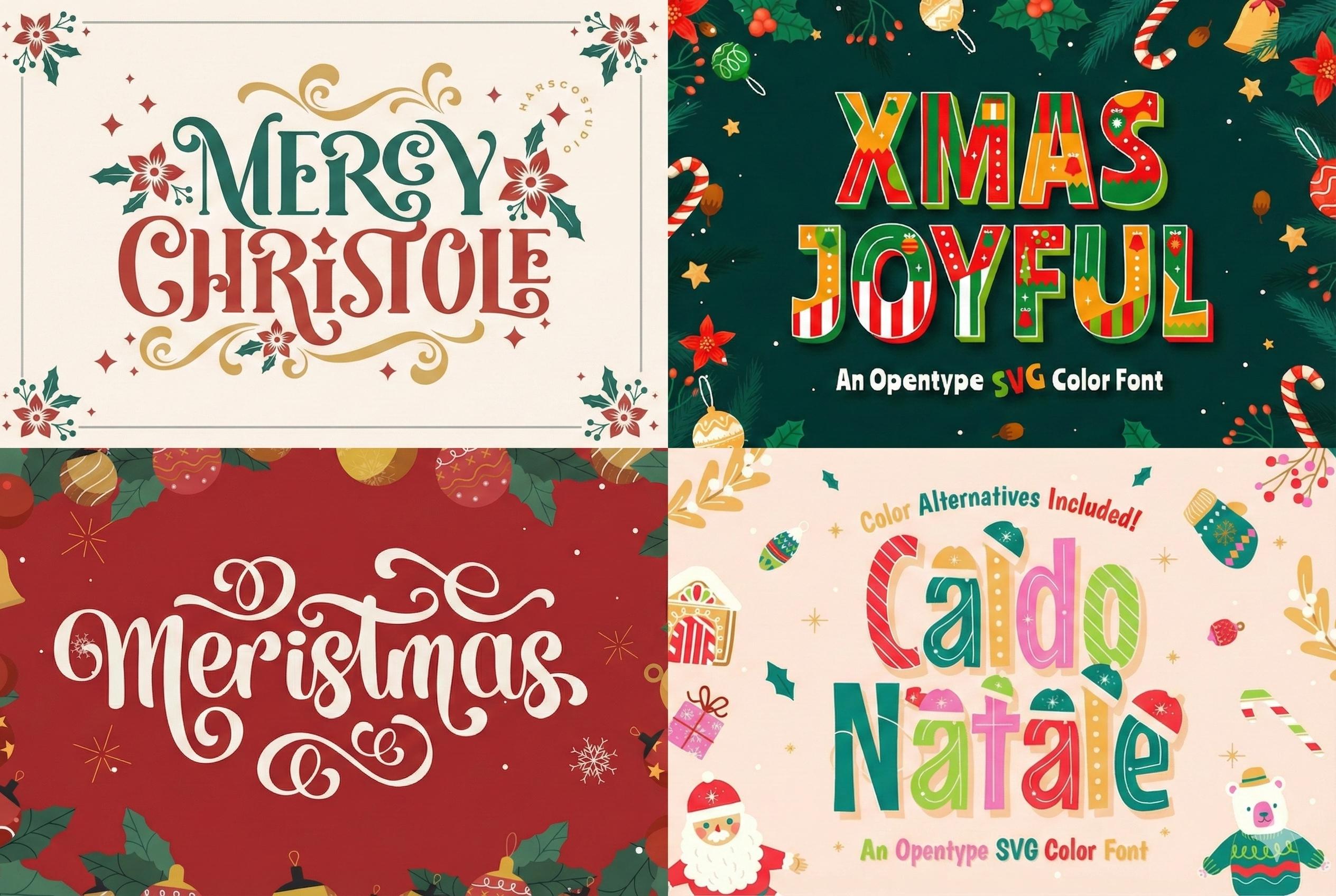 Christmas Font Bundle, 50 Holiday Fonts for Cricut, Festive Handwritten ...