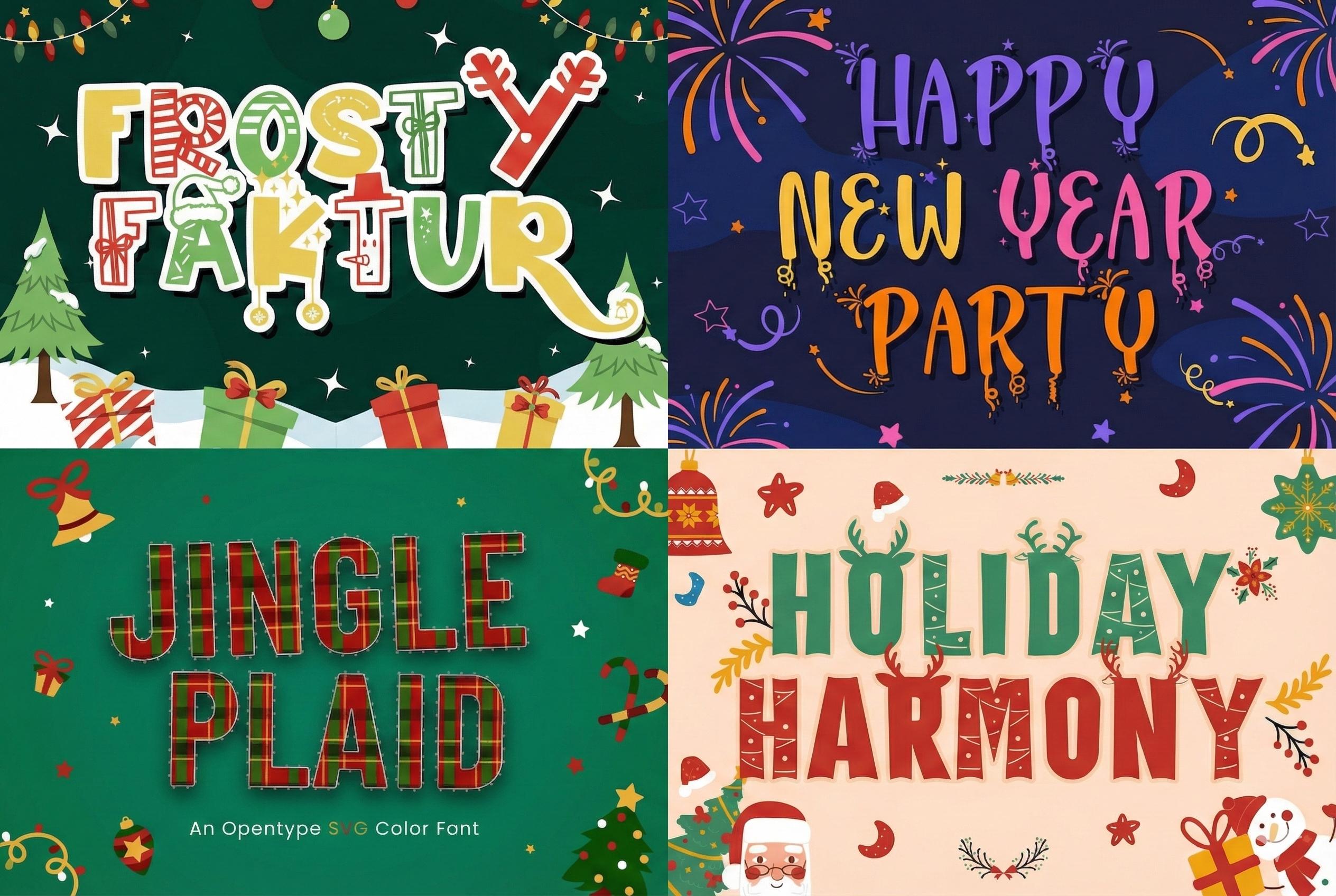 Christmas Font Bundle, 50 Holiday Fonts for Cricut, Festive Handwritten ...