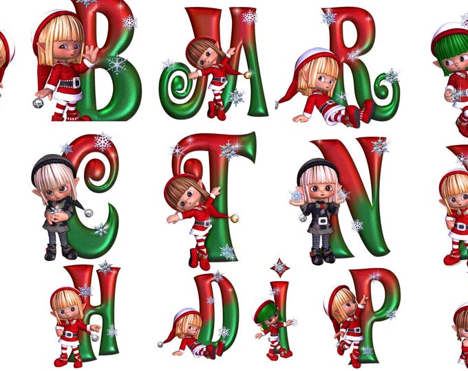 Christmas Alphabet Clipart Bundle – Festive Letter PNG Set (digital ...