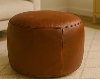 See the Good Pouf Quadrato in Vera Pelle - Fatto A Mano