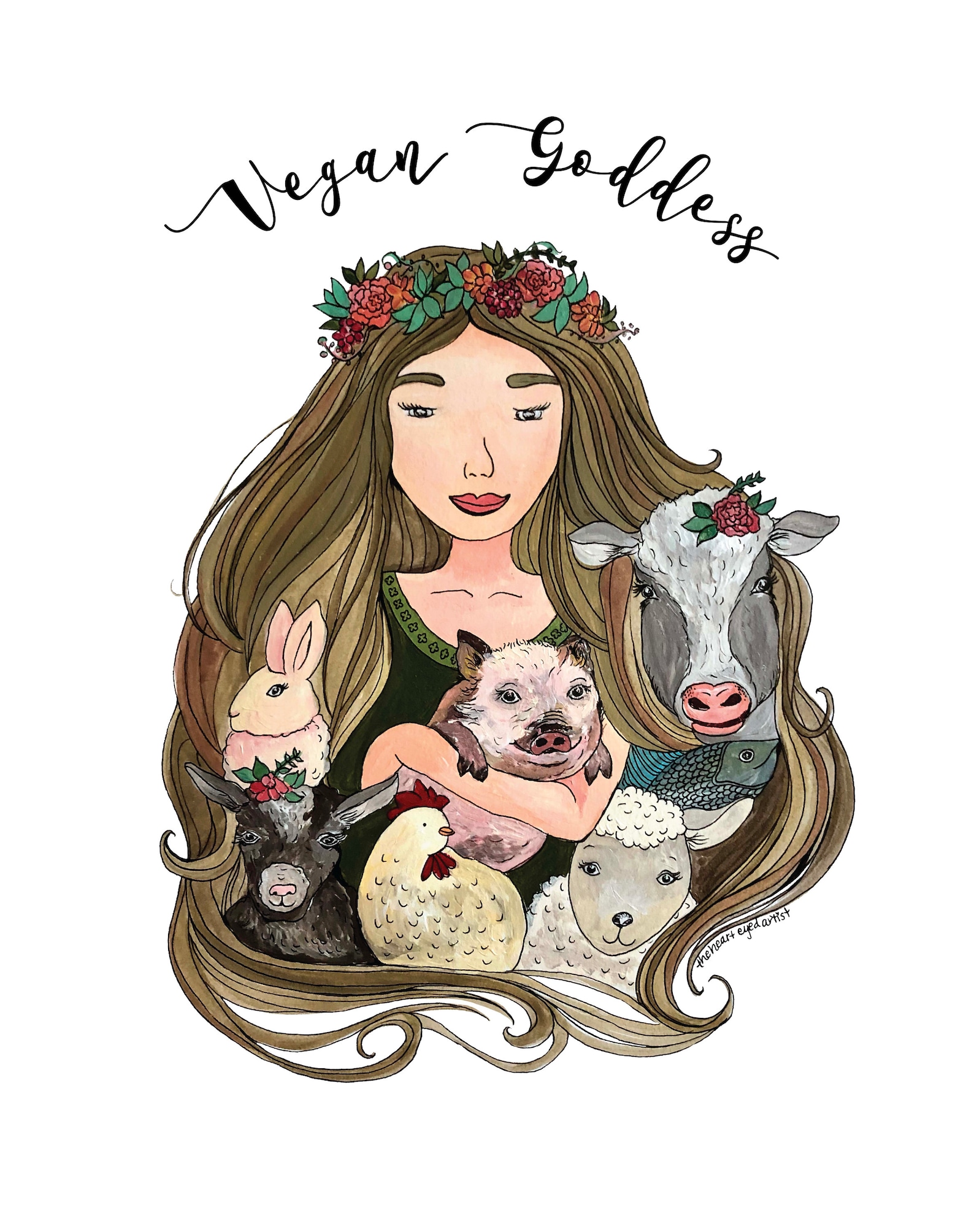 Vegan Goddess Art Print Vegan Art Print Animal Rights Art Etsy France