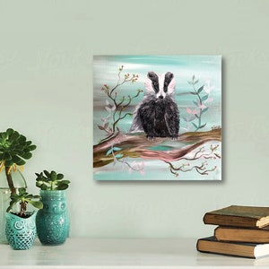 Badger Original Painting, Canvas Wall Art, Badger Art, Woodland Nursery Art, Nursery Decor, Badger Decor, 12x12