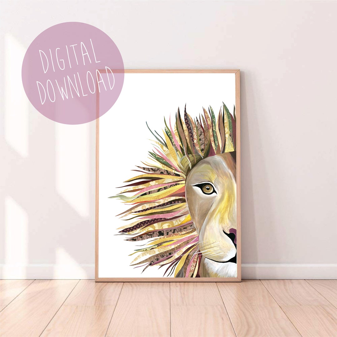 Lion Print Lion Wall Art Nursery Decor Boys Room Decor Etsy