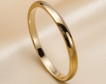 2mm Solid Gold Wedding Band - Dome Court Ring in 9k 14k 18k Yellow Rose or White Gold - Polished or Matte - Handmade