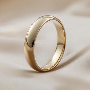 Alianza de oro amarillo rosa blanco de 9 quilates, 14 quilates y 18 quilates para mujer, de 2 a 5 mm, con cúpula, pulida y hecha a mano.