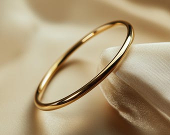 1mm Solid Gold Dome Wedding Band · Thin Dainty Stacking Ring · 9k 14k 18k Yellow, Rose or White Gold · Handmade