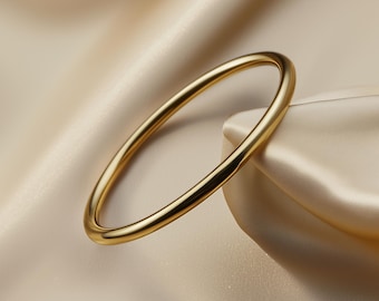 1mm Solid Gold Full Round Wedding Band · Thin Dainty Stacking Ring · 9k 14k 18k Yellow, Rose or White Gold · Handmade