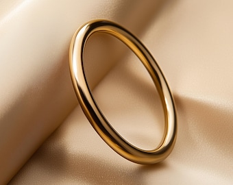 1.5mm Full Round Solid Gold Wedding Band • Thin Dainty Stacking Ring • 9k 14k 18k Yellow, Rose or White Gold • Handmade Minimalist Band