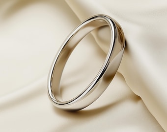 2–5mm Flat Solid Gold Wedding Band for Women – 9K 14K 18K Yellow Rose White Gold – Polished Handmade Ring