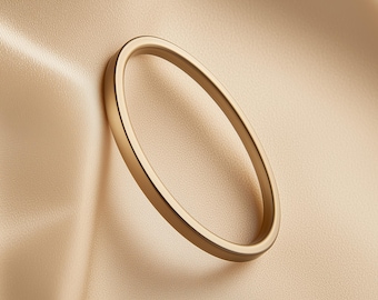 1.5mm Flat Gold Wedding Band • Thin Solid 9ct 14ct 18ct Ring • Yellow, Rose or White Gold Stacking Ring • Matte or Polished, Handmade