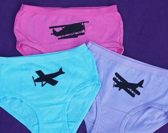 Girls Airplane Underwear - Biplane - Seaplane - Propeller Plane - Toddler - Underwear for Kids - Set of 3