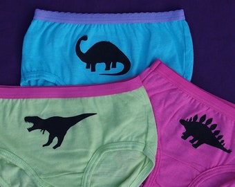 Girls Dinosaur Underwear - Kids Undies - Toddler - Dino Underwear - T-Rex - Apatosaurus - Stegosaurus - Underwear for Kids - Set of 3