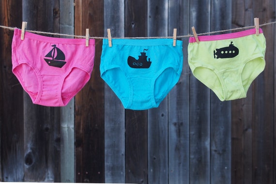 Girls Boat Underwear Kids Undies Toddler Sailing Underwear Sailboat Tugboat  Submarine Set of 3 -  Canada
