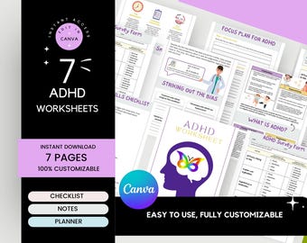 ADHDワークシート（印刷可能）｜デイリープランナー、対処スキル（PDF）