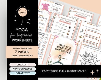 初心者向けヨガワークシート | 編集・印刷可能 | 健康フィットネスコーチ | プランナーとトラッカー