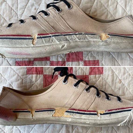 Vintage 1960s Keds All Sport White Low Top Sneakers Running Shoes 