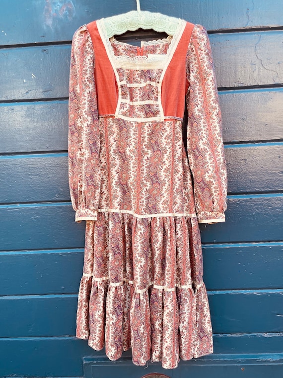 1970’s Gunne Sax by Jessica McClintock Orange Pai… - image 2