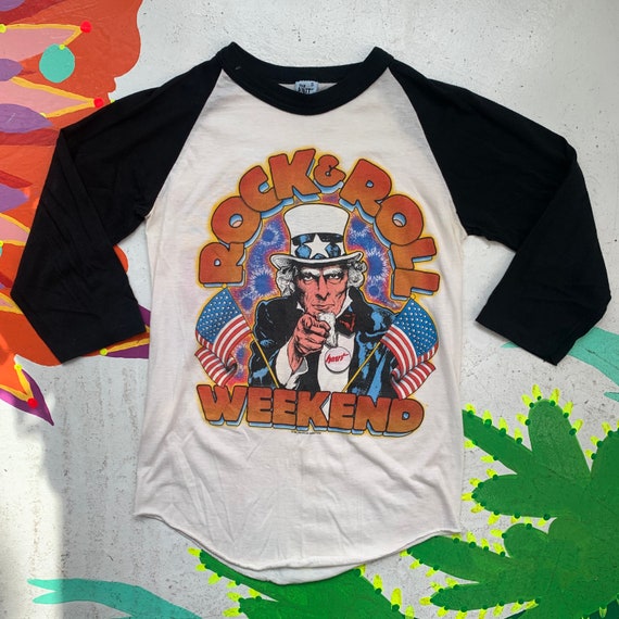 Vintage 80s Day on the Green Heart Blue Oyster Cult Ozzy Baseball