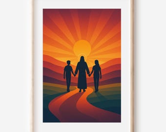 Walk With Me Poster for LDS Youth, Printable 2026 Theme, Young Women Decor, Religious Gift Art Jesus With Teenager Children