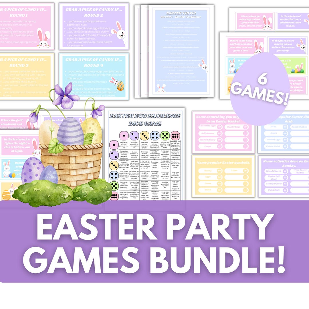 Easter Party Games Bundle Printable - Easter Treasure Hunt, Trivia ...