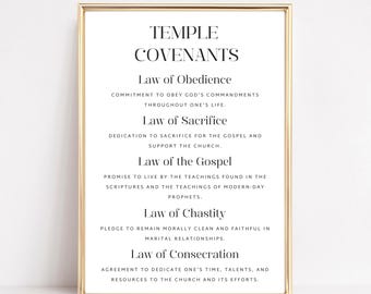 LDS Temple Covenants Print Wall Art, Missionary & Gospel Study Decor, Spiritual Covenants Poster, LDS Temple Art Digital Download