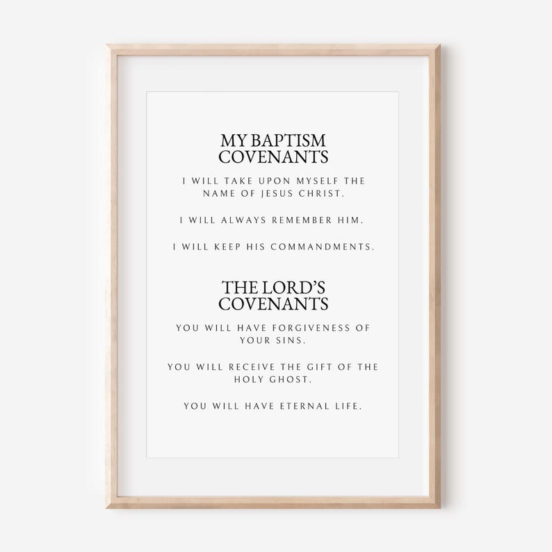 LDS Baptismal Covenants Printable Poster,baptism Prep, Primary Bulletin ...