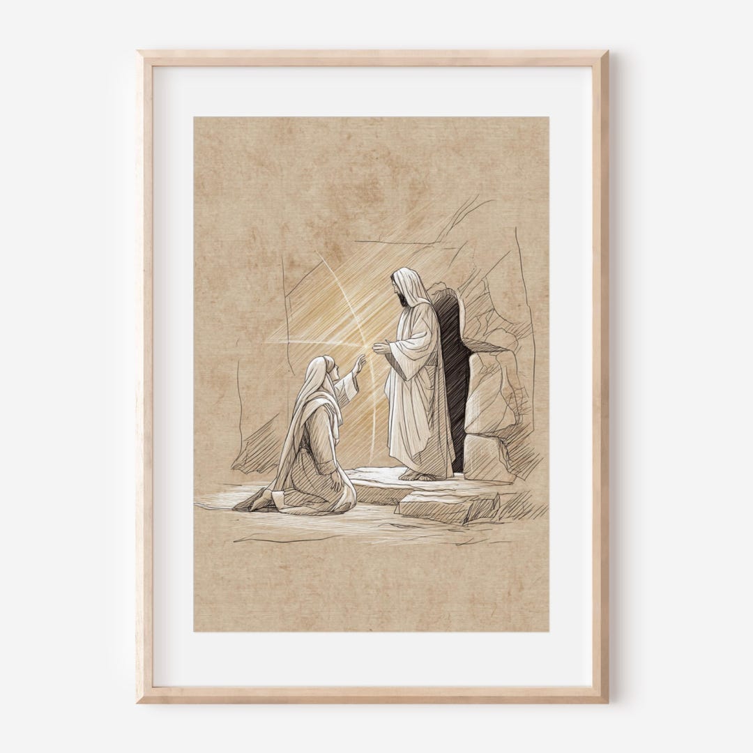 Resurrection Art Print | Jesus Appearing to Mary Magdalene | Minimalist ...