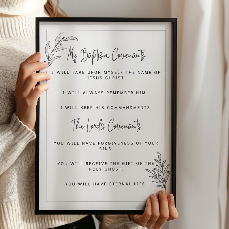 LDS Baptism Covenants and Lord Promises Poster, Printable Art Baptism ...