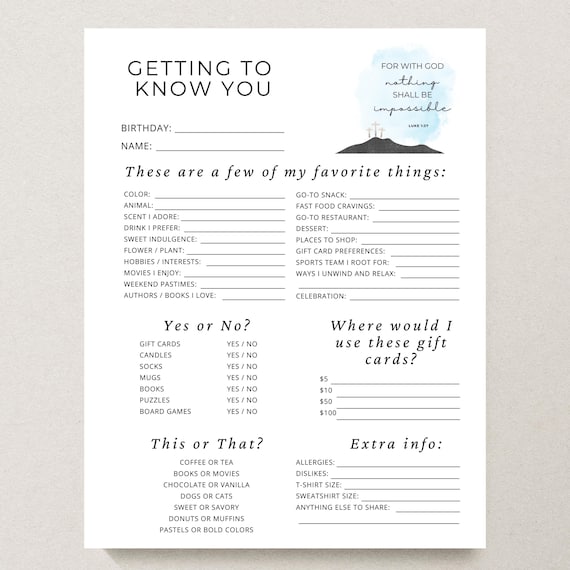 Christian Getting To Know You Printable Template | Coworker Team Building Questions | Bible Verse All About Me Survey | Editable Canva PDF