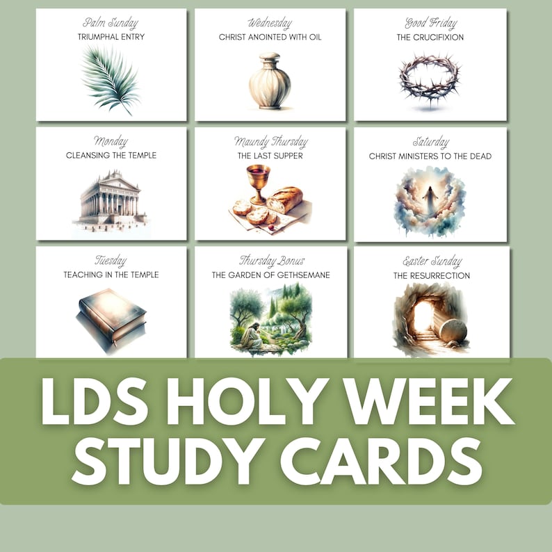 LDS Holy Week Study Cards Printable, Easter Unit Study, Come Follow Me ...