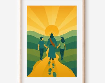 Walk With Me Christian Poster, Jesus Walking with Youth Art, LDS Youth Theme Print 2026, Christian Wall Decor, Teen Ministry Illustration