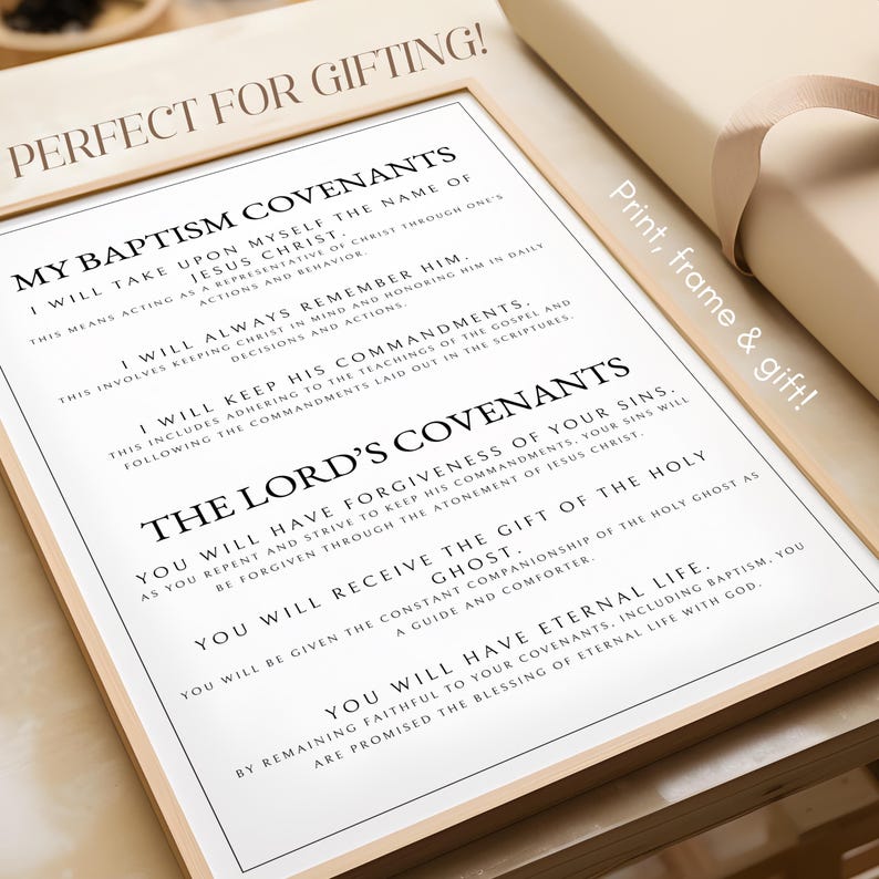 LDS Baptism Covenants Print, My Baptism Promises, LDS Wall Art, Primary ...