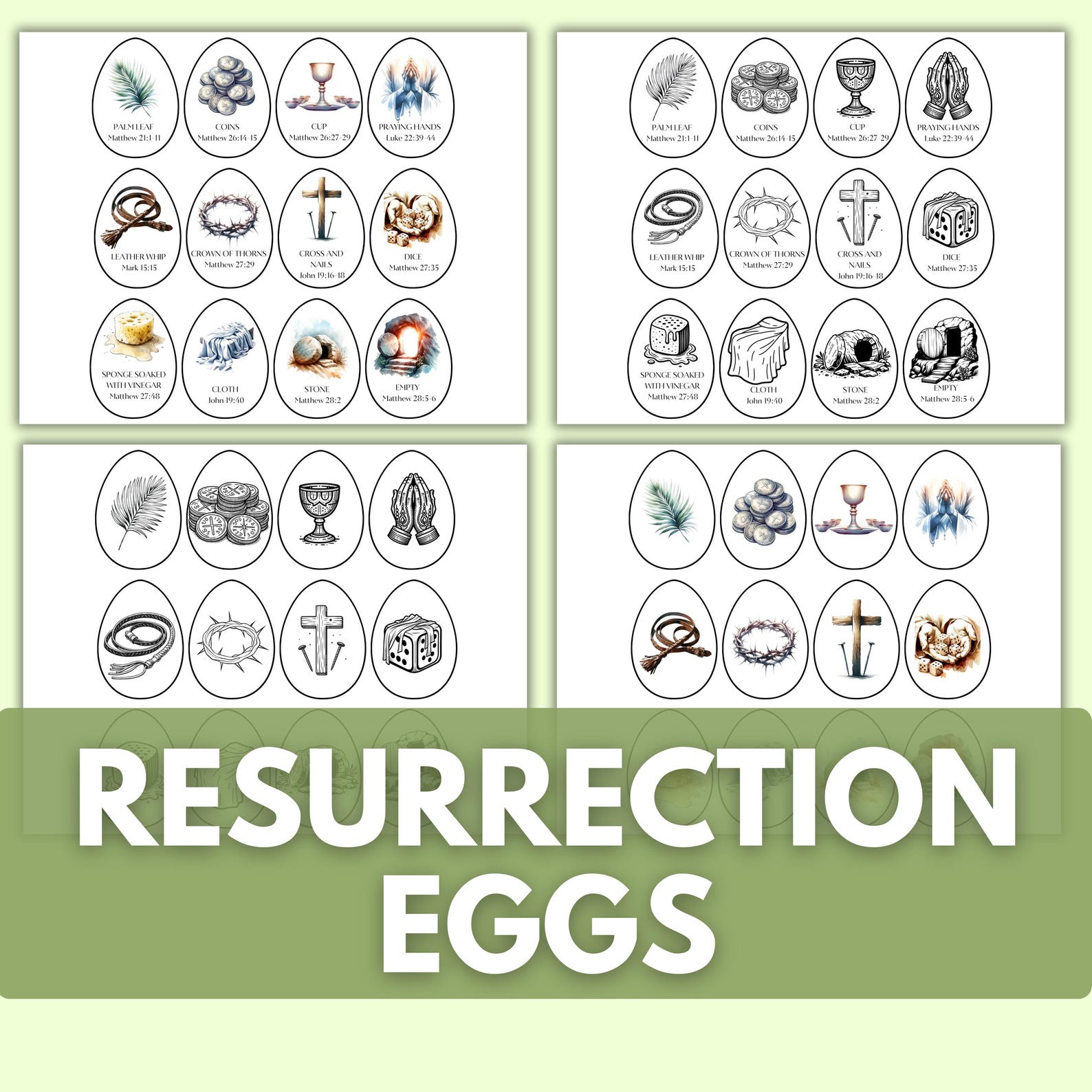 Resurrection Eggs Printable, Easter Christian Activity for Kids, Bible ...