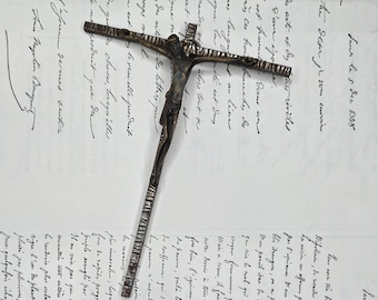 Antique Brutalist Bronze Wall Crucifix – Clean & Sculptural Design
