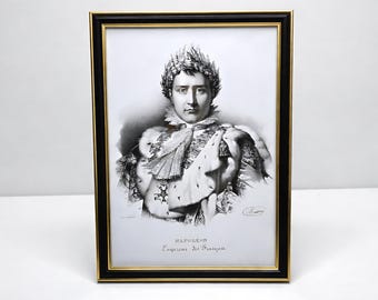 Lithographie Bonaparte Napoléon Ier  Empereur des Français - Cadre Style Second Empire - Décoration Classique Empire