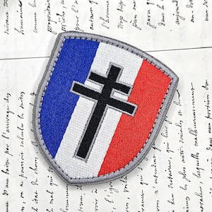 Parche de la Cruz de Lorena Tricolor - Parche militar de la bandera francesa - Accesorio histórico