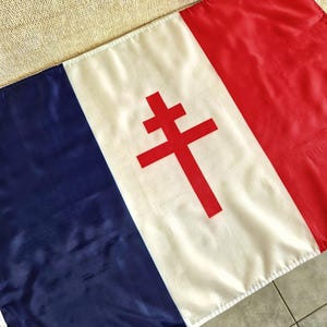 Gratis fransk flagga, Lorraine-korset - Banner, symbol för det franska motståndsrörelsen - Historisk trikolorflagga