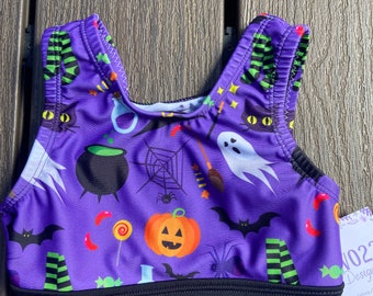 Spooky | Halloween | Ellie Dance Crop | Purple | Lime | Orange