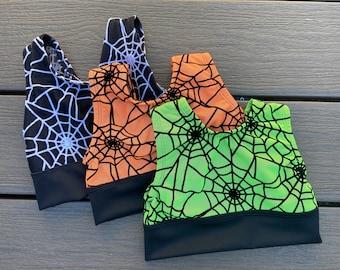 Spider web | Halloween | Ellie Dance Crop | White | Black | Orange | Green