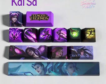 Copritasti di League of Legends, 12 pezzi, copritasti per giochi anime, copritasti artigianali per tastiera meccanica, set di copritasti personalizzati in PBT Cherry, regalo per gamer