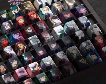Ensemble de capuchons de touches Jujutsu Kaisen Anime, 4 touches artisanaux pour clavier mécanique, ensemble de capuchons de touche personnalisés Cherry PBT, cadeau pour un ami, kap de clavier